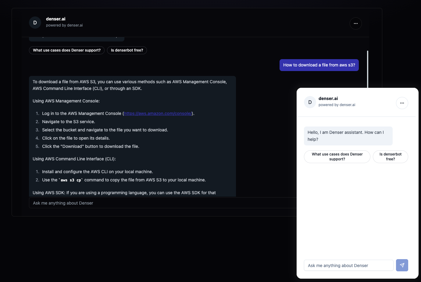 screenshot of Denser AI